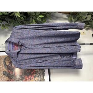 Visconti Black Patterned Men's Casual Button-Up Flip Cuff Shirt - Size Large